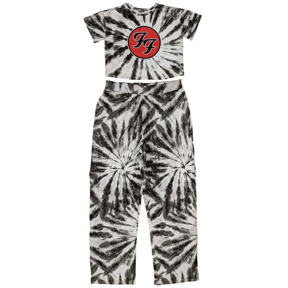 Foo Fighters Womens/Ladies Tie Dye Logo Pajama Set / White/Black